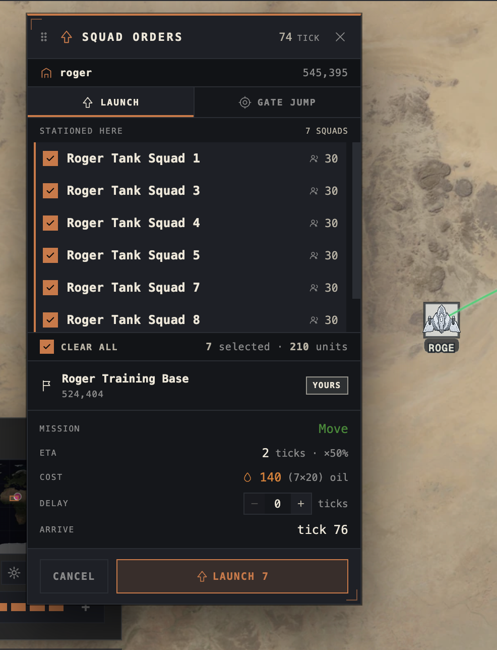 RealmConquest war room showing the redesigned squad orders panel and gate targeting UI.
